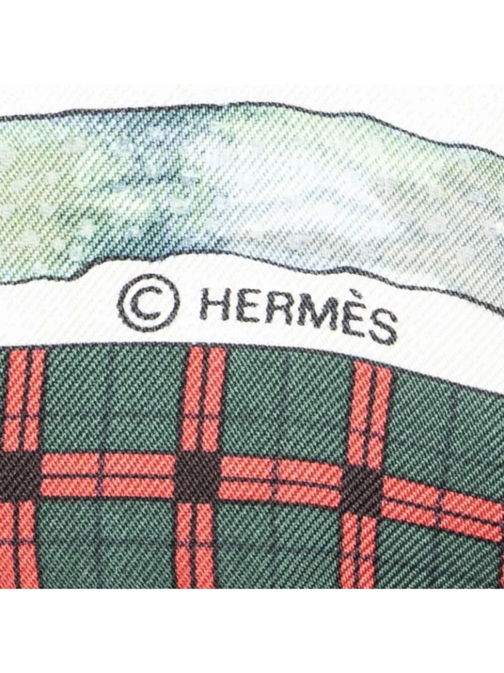 ★SOLD★ Hermes Scarf Red Ivory Green Silk - Picture 4 of 5